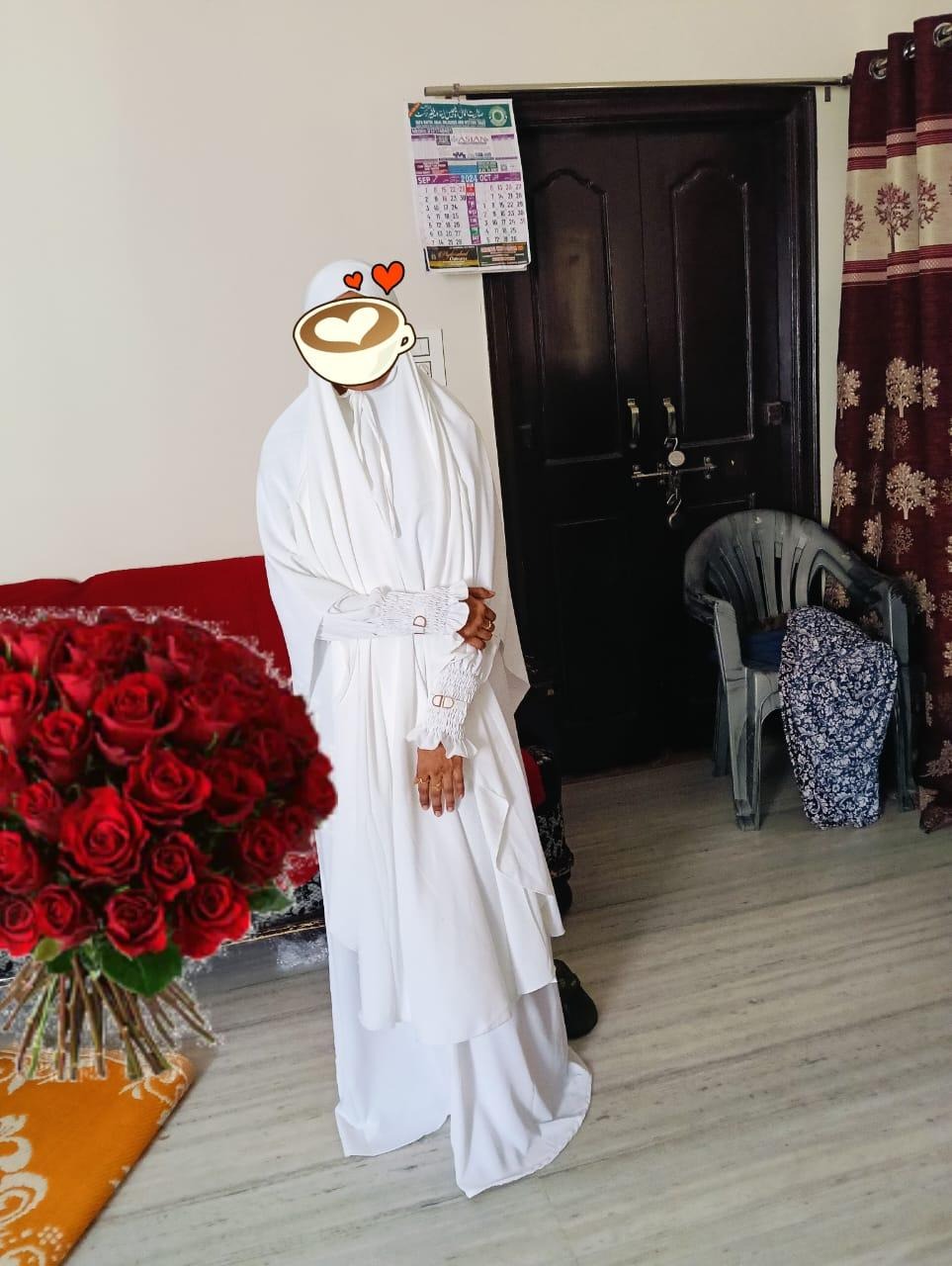 Premium White Abaya with Khimar Attached Nose Piece