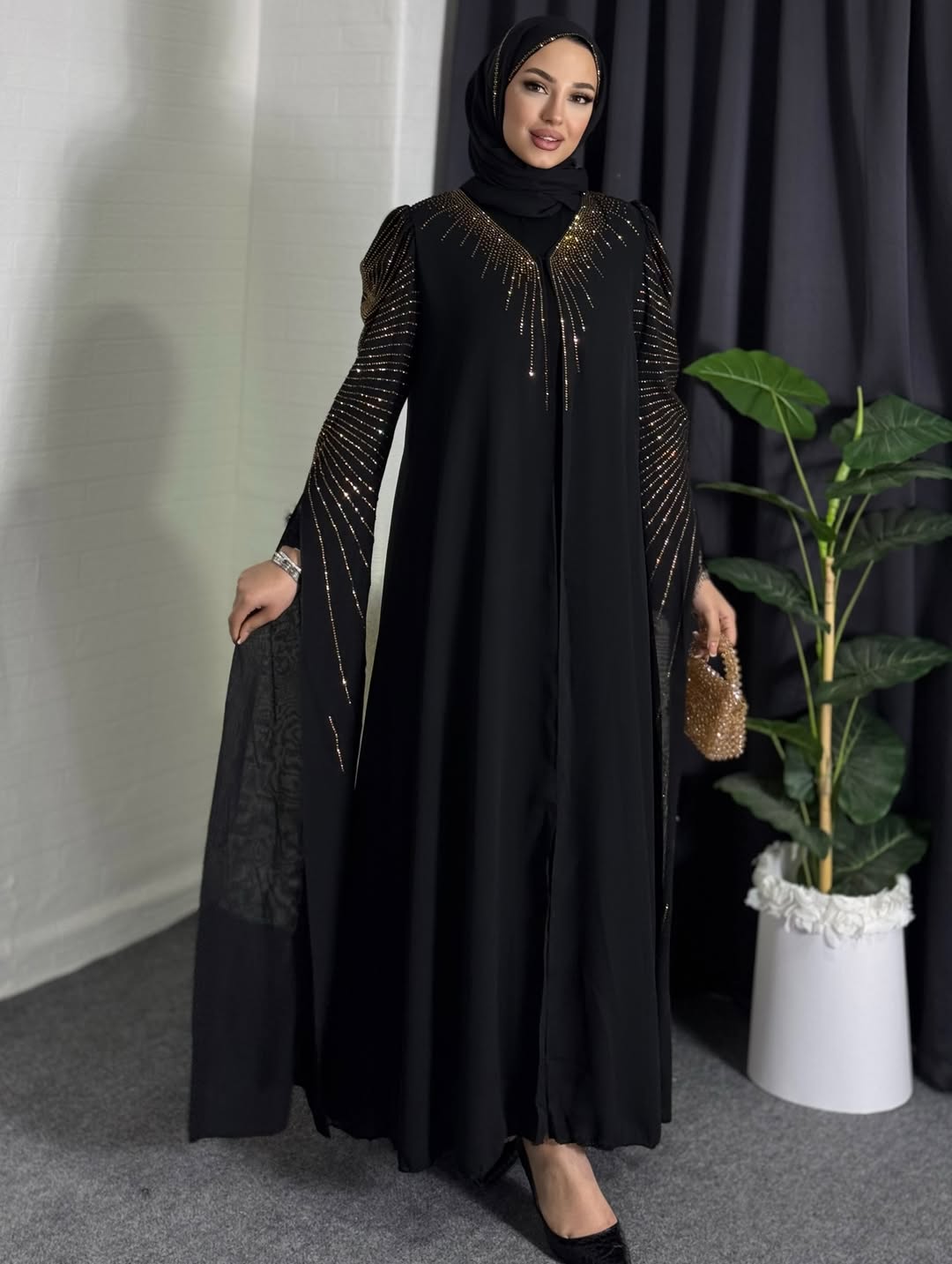 ✨ Radiant Luxe Black Abaya Set – New Launch Edition