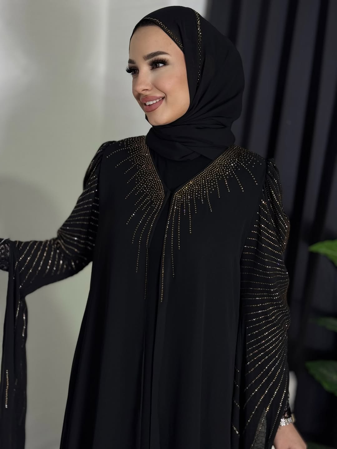 ✨ Radiant Luxe Black Abaya Set – New Launch Edition