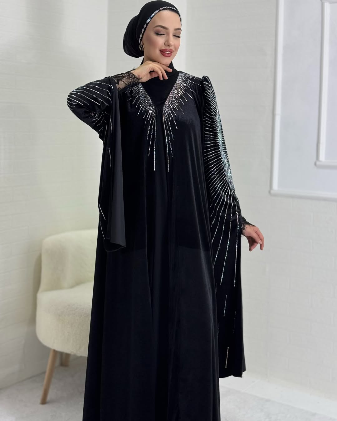 ✨ Radiant Luxe Black Abaya Set – New Launch Edition