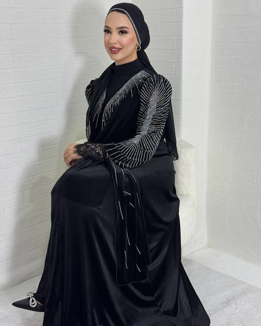 ✨ Radiant Luxe Black Abaya Set – New Launch Edition