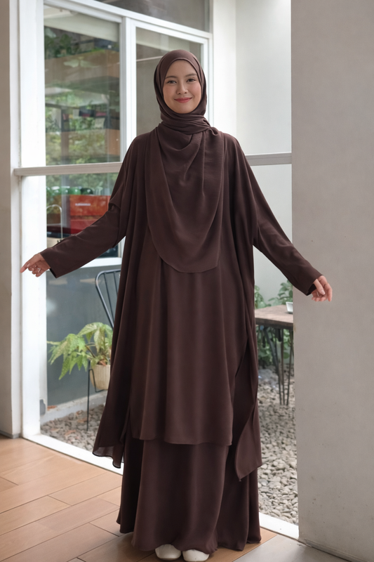 Duha Premium Modest 3-Piece Set | Flowy Tunic & Skirt with Matching Hijab