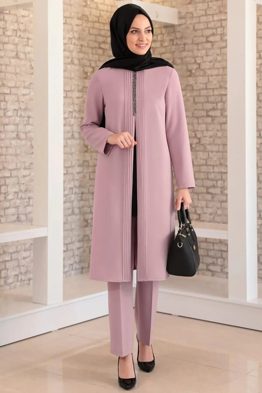 Fashion Showcase Double Crepe Top & Bottom