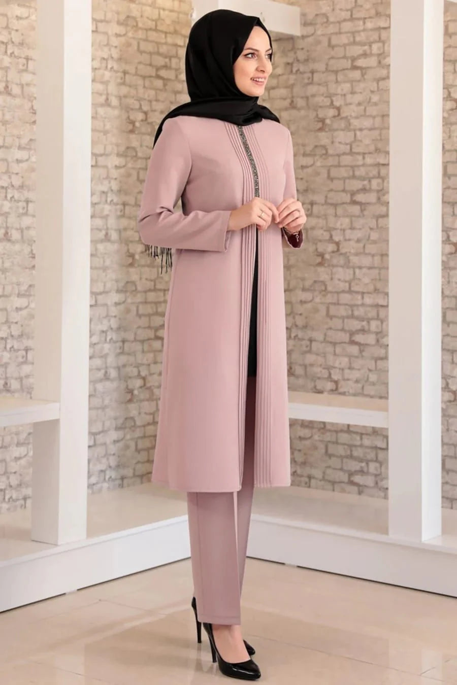 Fashion Showcase Double Crepe Top & Bottom