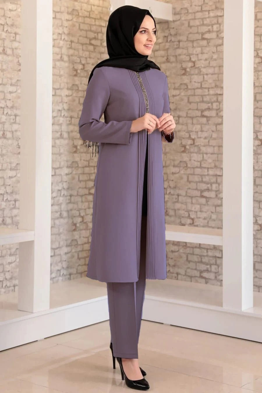 Fashion Showcase Double Crepe Top & Bottom