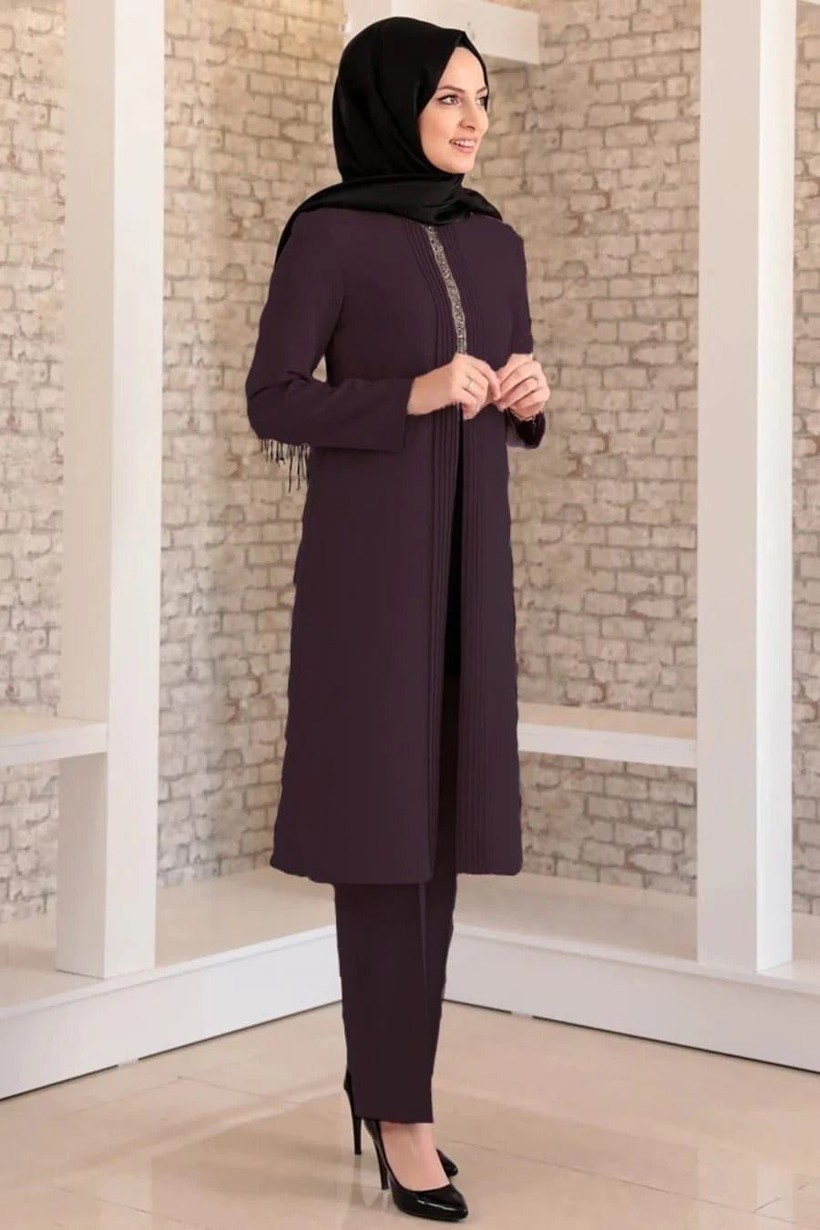 Fashion Showcase Double Crepe Top & Bottom