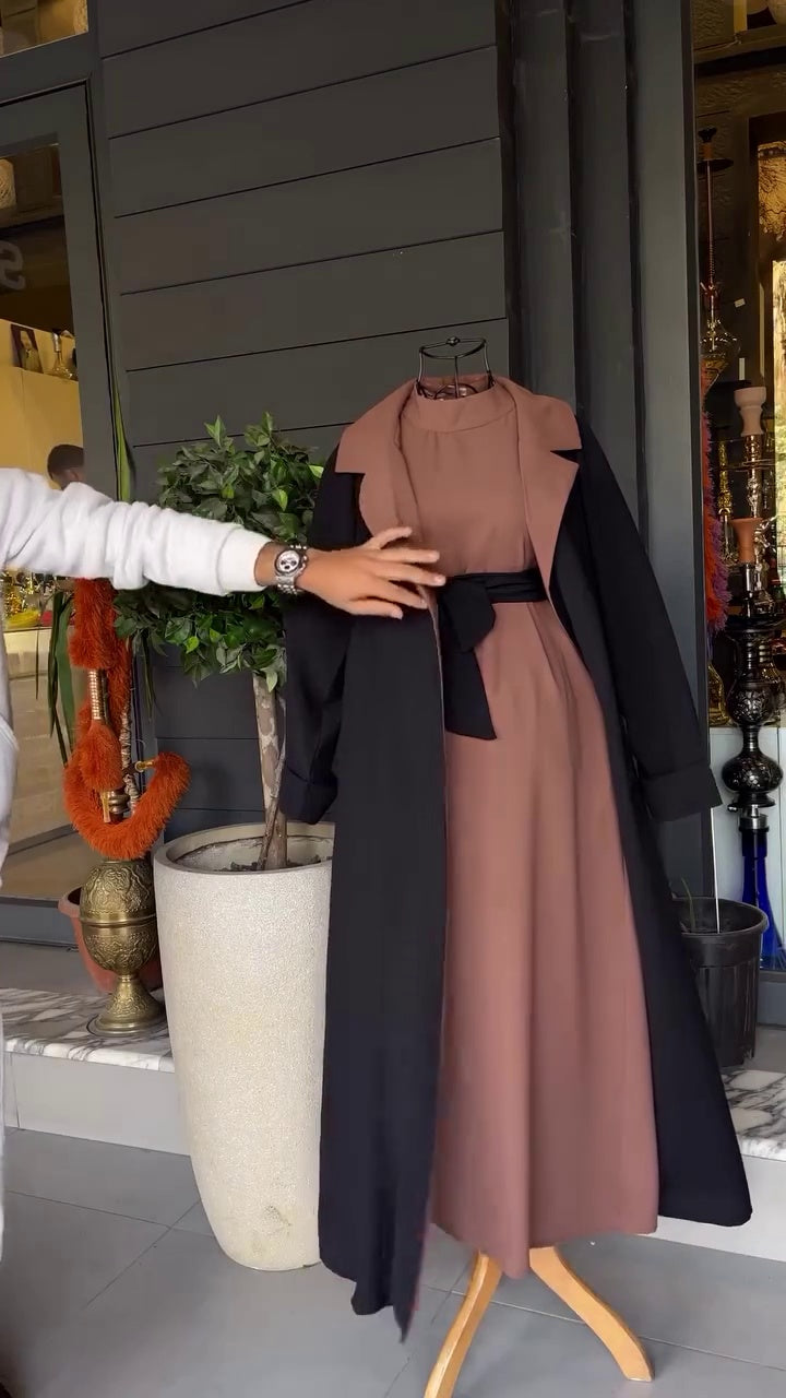 β¨ Luxe Black Abaya Set with Handcrafted Detailing β Elegance in Every Thread β¨