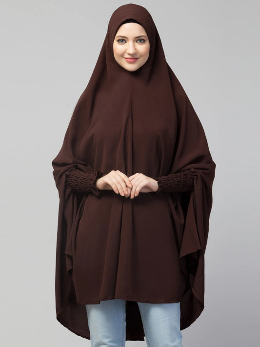 Premium Chocolate Brown Prayer Hijab for Women – Soft, Comfortable, Full Coverage Islamic Salah Khimar