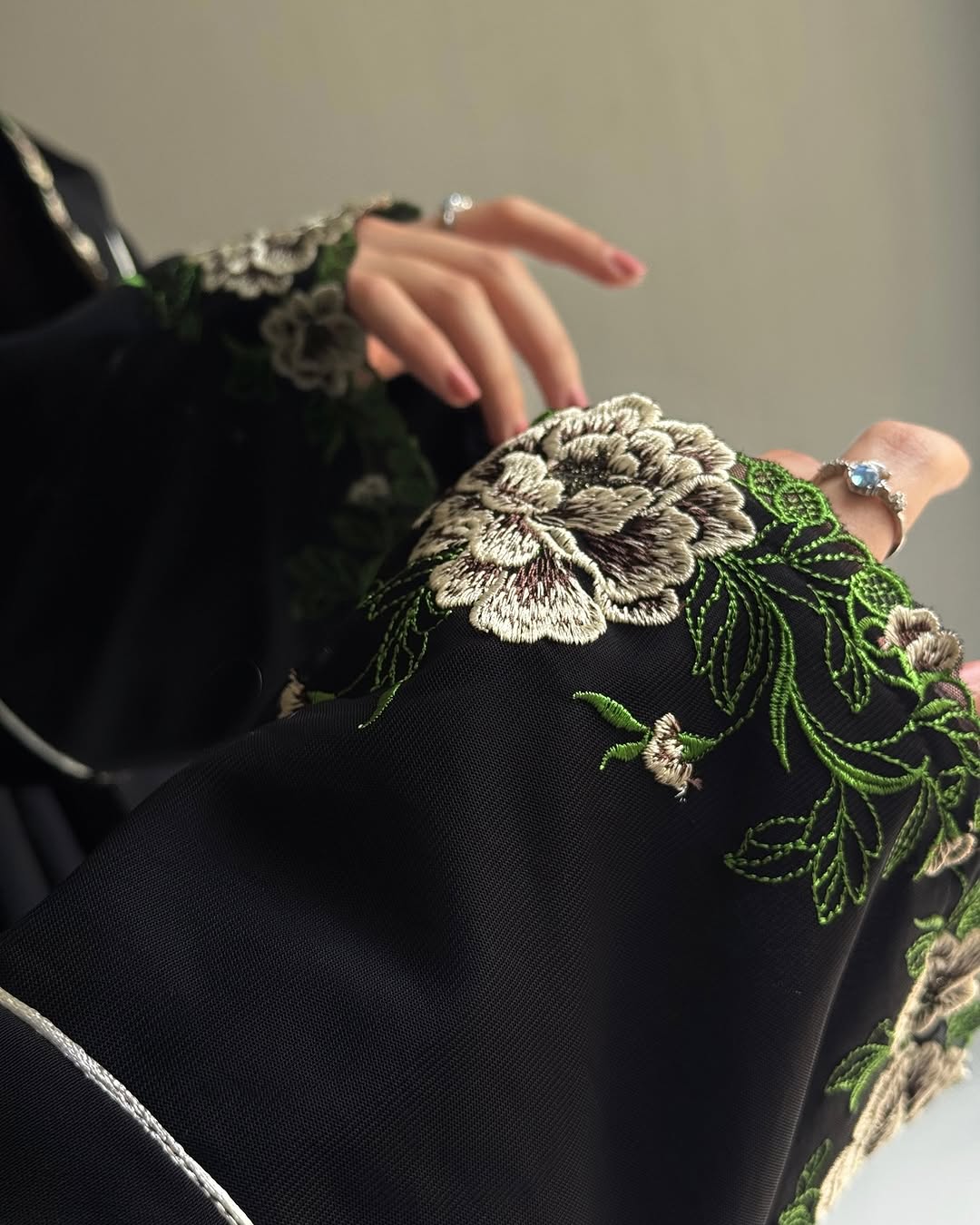 Everyday Grace  Lightweight Embroidered Black Abaya