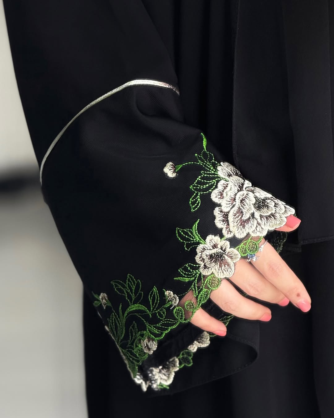 Everyday Grace  Lightweight Embroidered Black Abaya