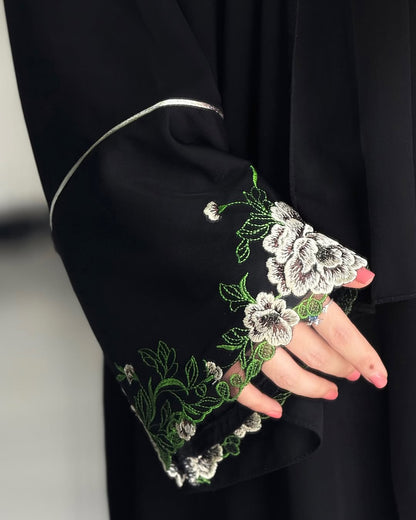Everyday Grace  Lightweight Embroidered Black Abaya