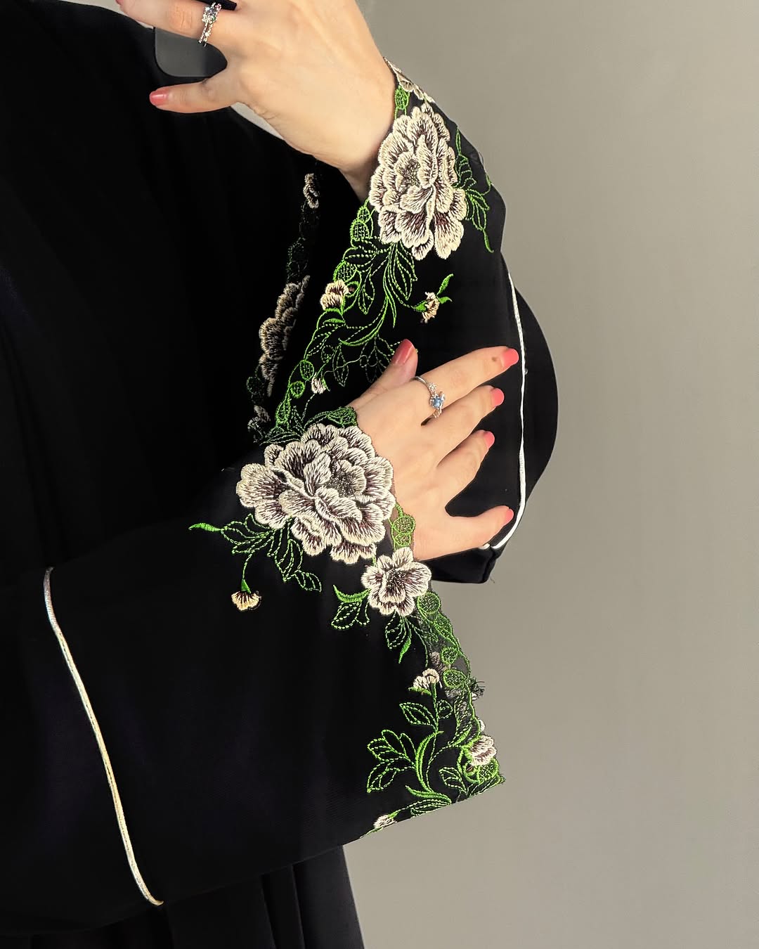 Everyday Grace  Lightweight Embroidered Black Abaya