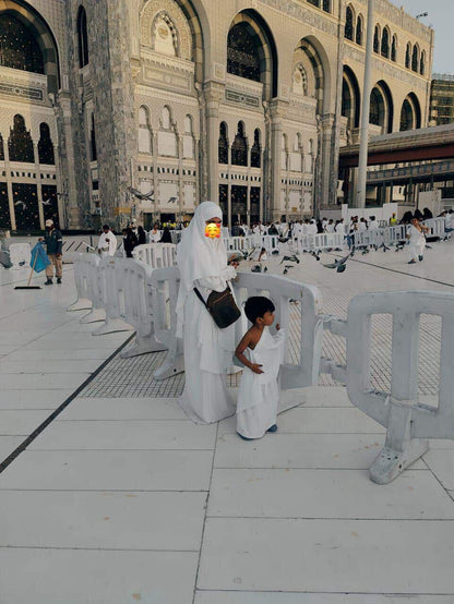 ✨ Presenting: Burkhawala Premium White Abaya with Attached Khimar & Nose Piece ✨