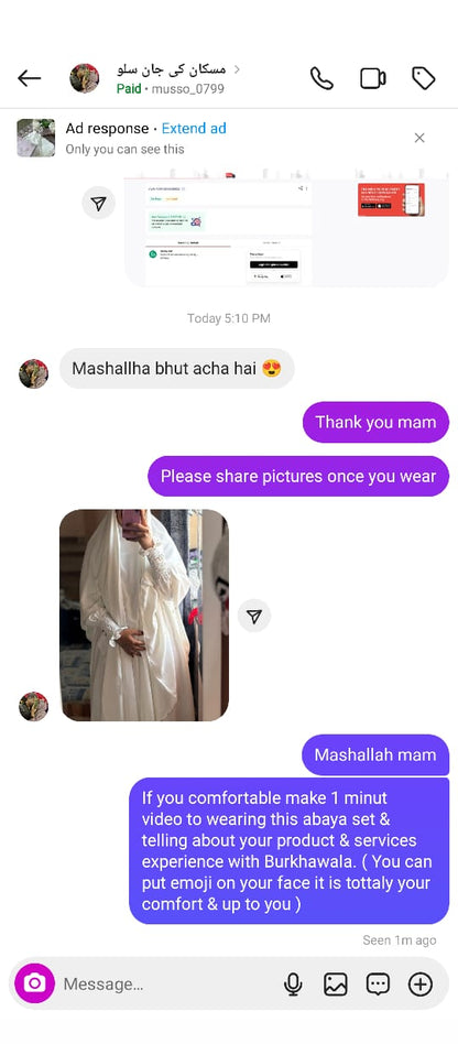 ✨ Presenting: Burkhawala Premium White Abaya with Attached Khimar & Nose Piece ✨