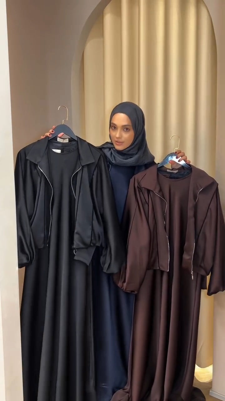 Luxury Jacket Abaya Set for Women High Quality Imported TikTok Fabric