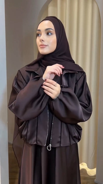 Luxury Jacket Abaya Set for Women High Quality Imported TikTok Fabric