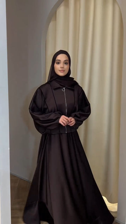 Luxury Jacket Abaya Set for Women High Quality Imported TikTok Fabric