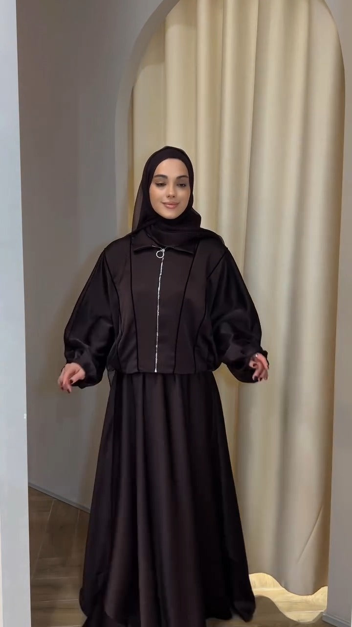 Luxury Jacket Abaya Set for Women High Quality Imported TikTok Fabric