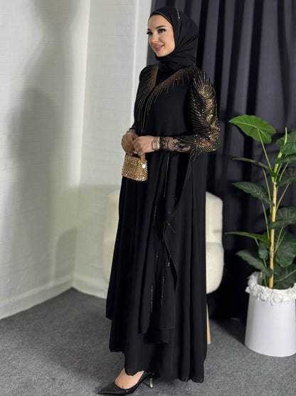 ✨ Radiant Luxe Black Abaya Set – New Launch Edition