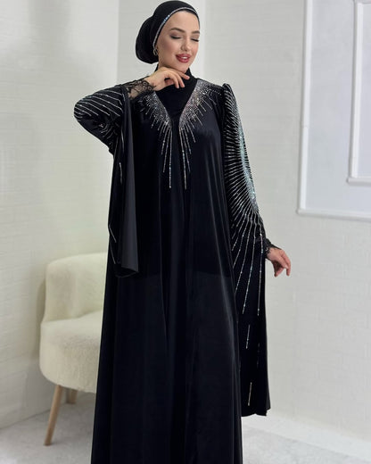 ✨ Radiant Luxe Black Abaya Set – New Launch Edition
