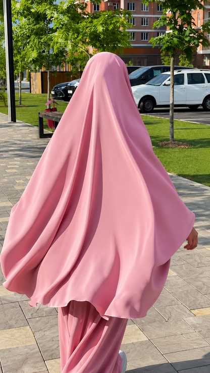 Premium Kids Abaya with Long Matching Khimar – 2 Piece Prayer Set