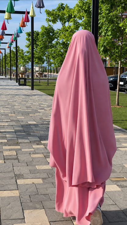 Premium Kids Abaya with Long Matching Khimar – 2 Piece Prayer Set