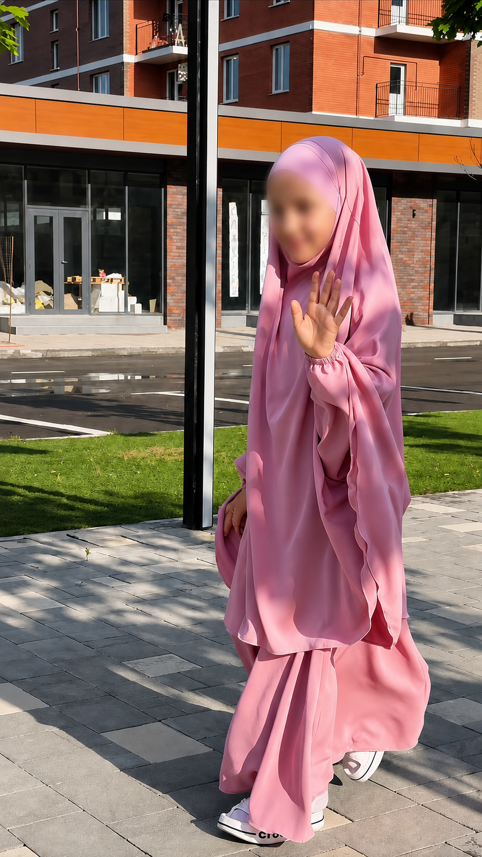 Premium Kids Abaya with Long Matching Khimar – 2 Piece Prayer Set