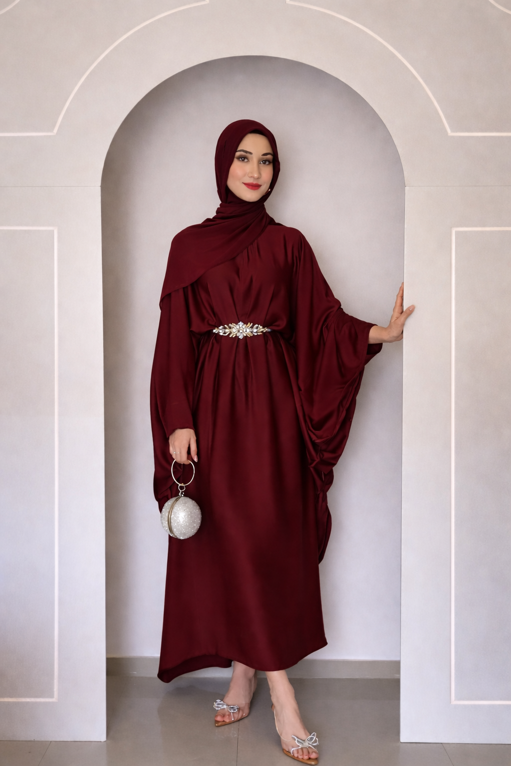Premium Caftan Style Abaya with Matching Hijab – Elegant Modest Wear Set | Burkhawala