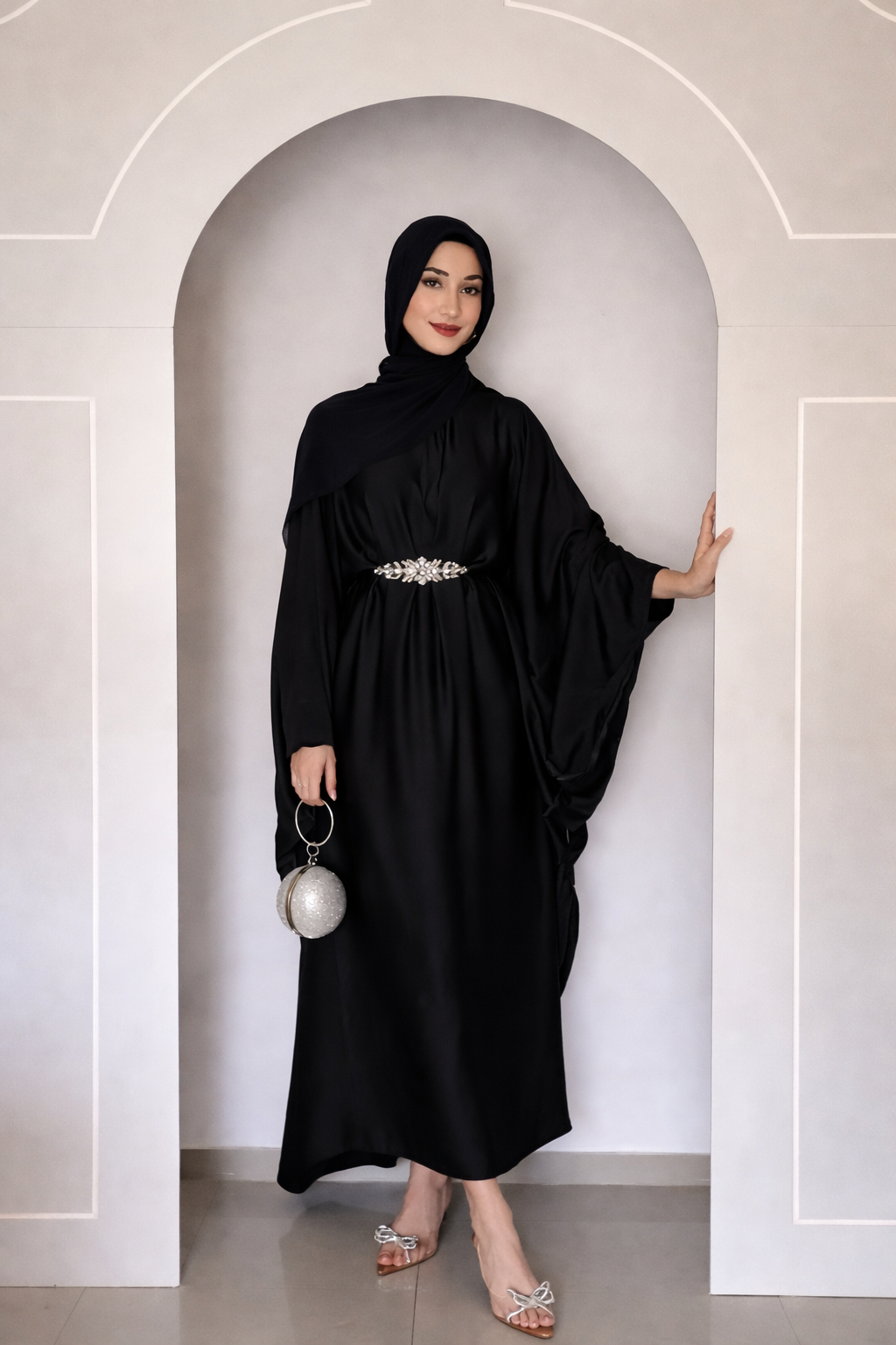 Premium Caftan Style Abaya with Matching Hijab – Elegant Modest Wear Set | Burkhawala