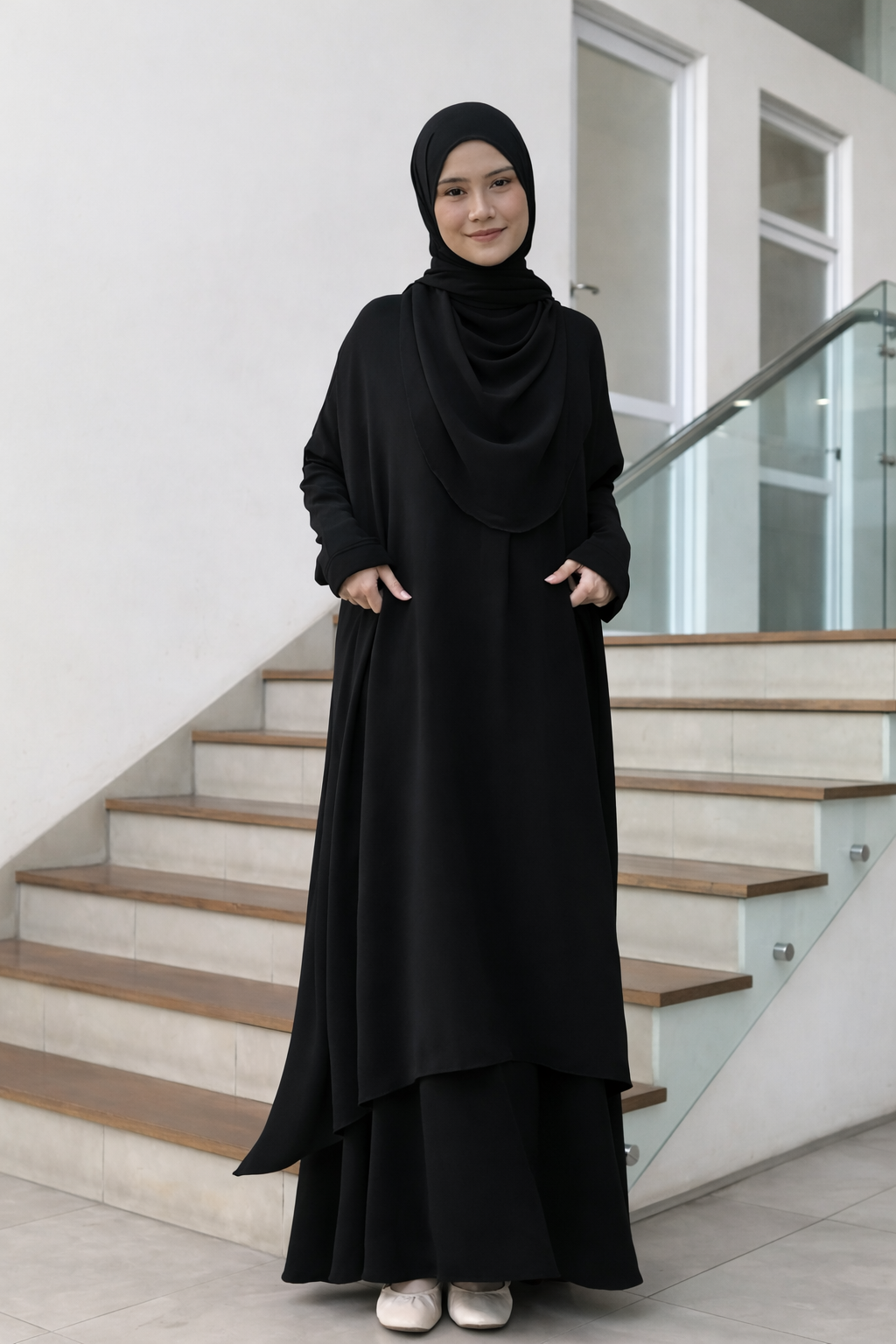Duha Premium Modest 3-Piece Set | Flowy Tunic & Skirt with Matching Hijab