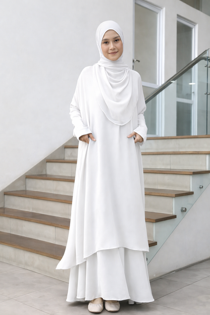 Duha Premium Modest 3-Piece Set | Flowy Tunic & Skirt with Matching Hijab