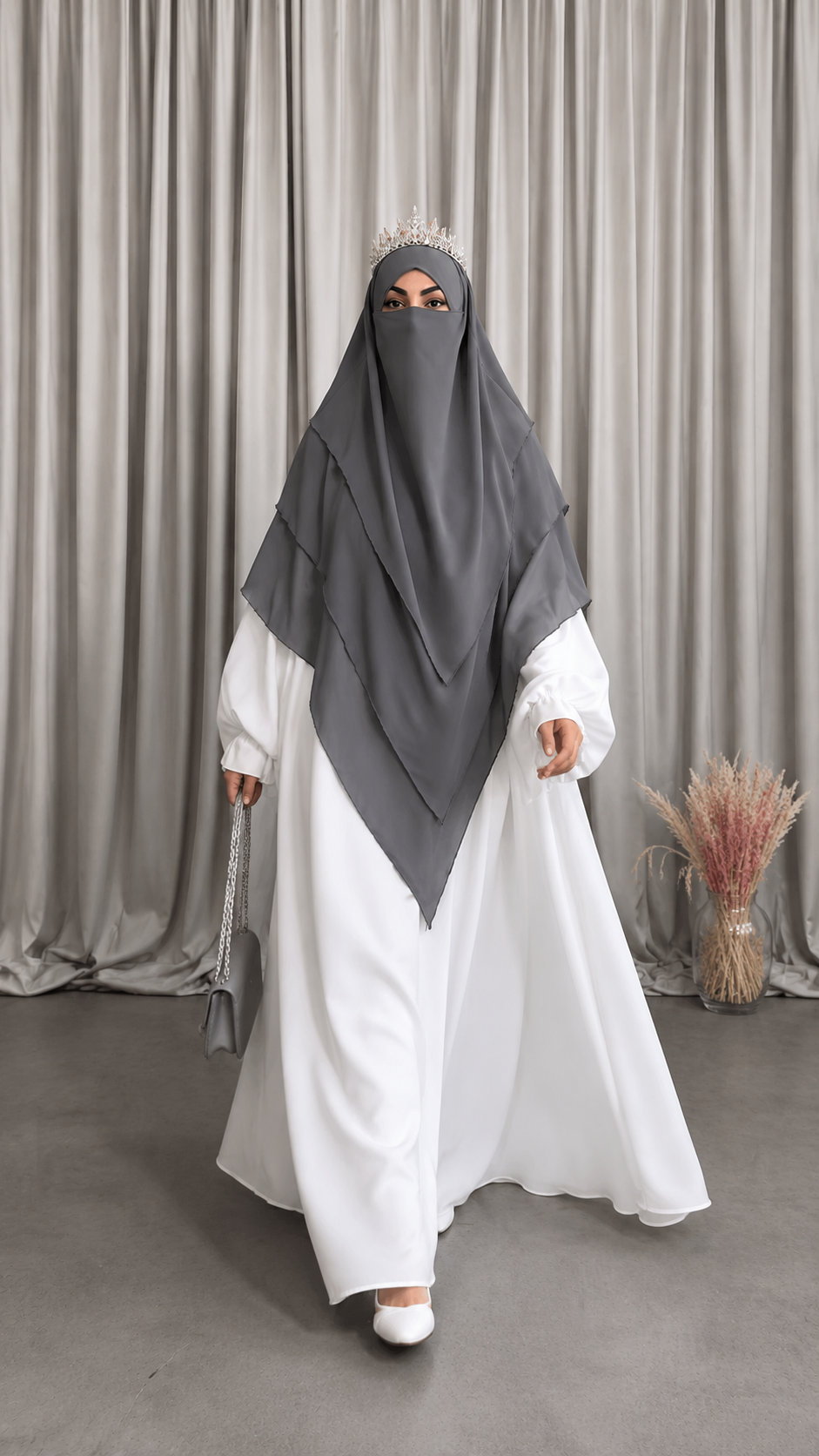 Premium White Prayer Abaya with Attached Niqab & Full Coverage Khimar – Elegant Islamic Modest Wear