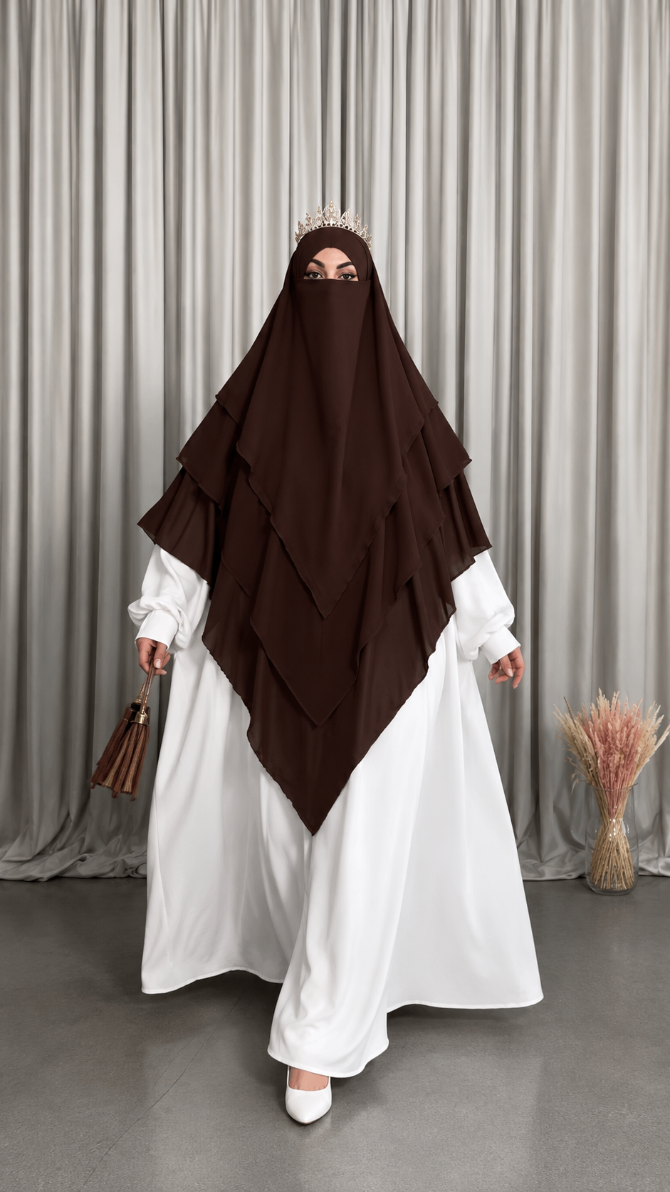 Premium White Prayer Abaya with Attached Niqab & Full Coverage Khimar – Elegant Islamic Modest Wear