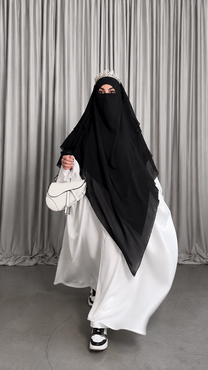 Premium White Prayer Abaya with Attached Niqab & Full Coverage Khimar – Elegant Islamic Modest Wear