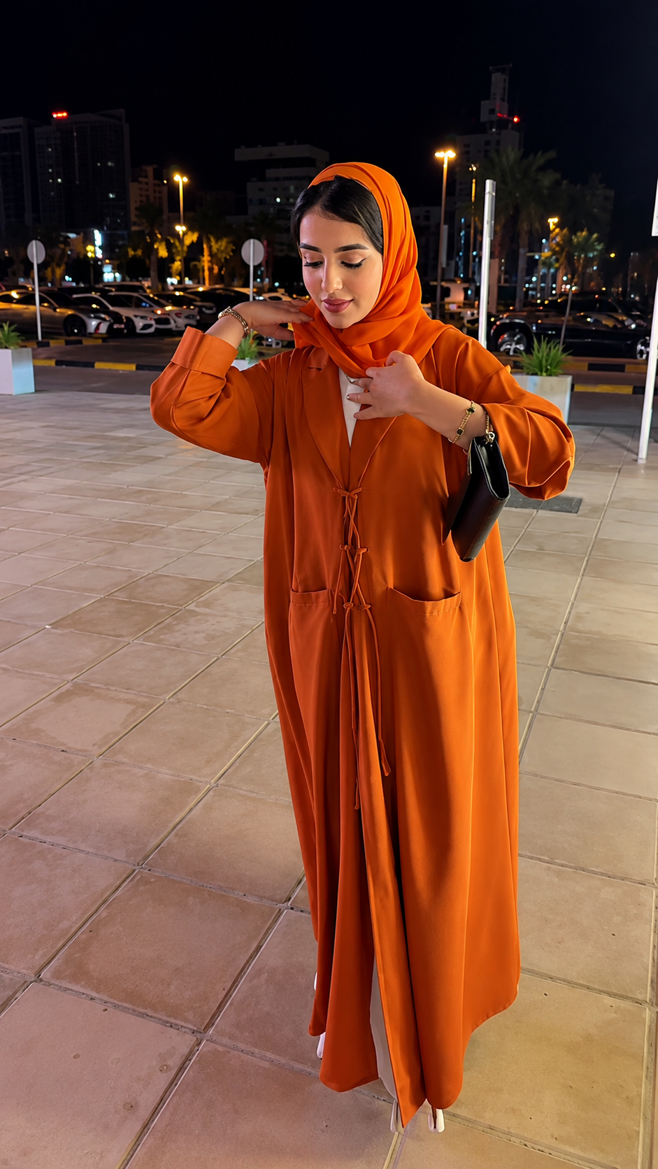 Premium One Piece Abaya with Dupatta for Women – Elegant Front Tie Abaya Set