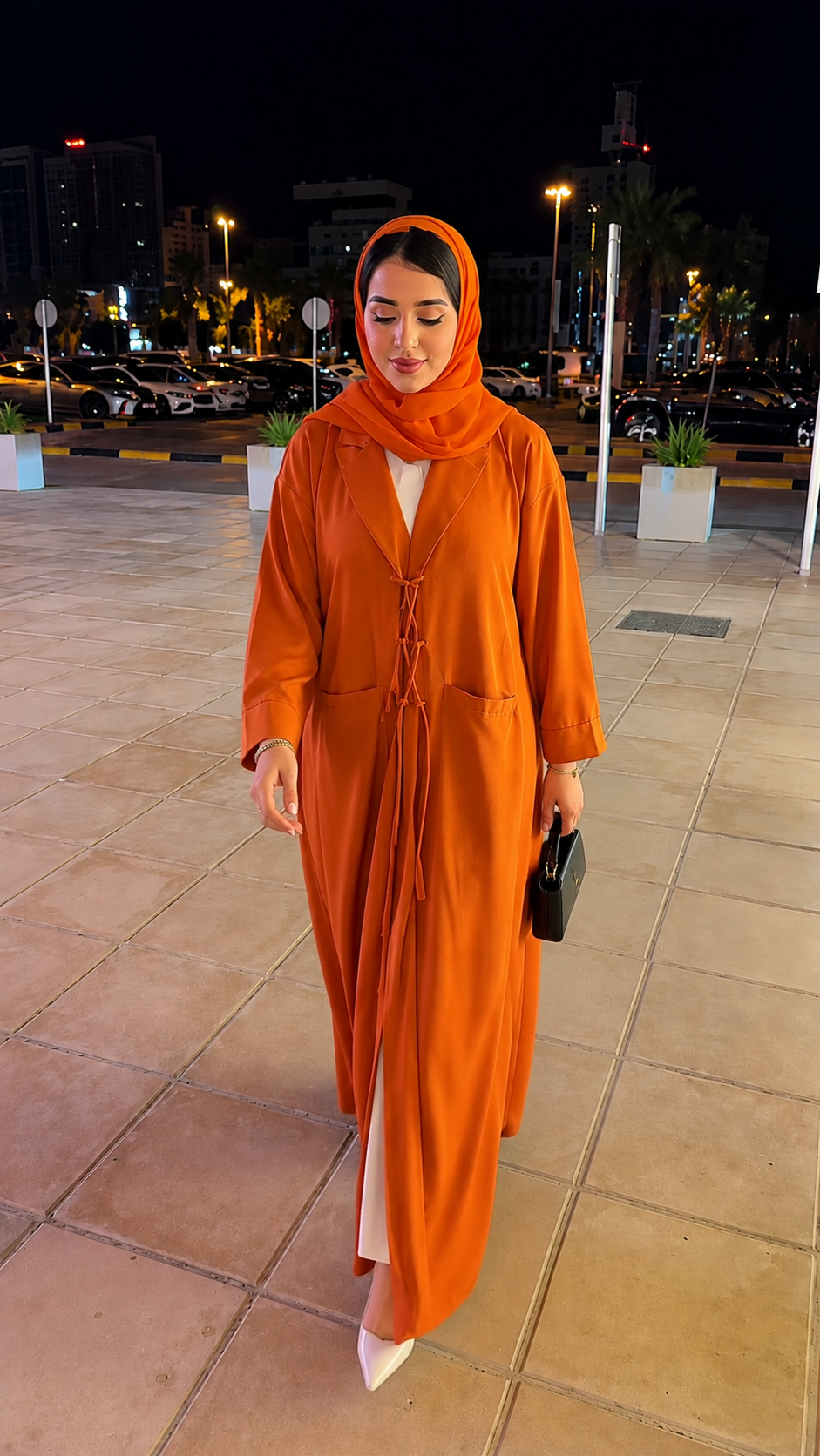 Premium One Piece Abaya with Dupatta for Women – Elegant Front Tie Abaya Set