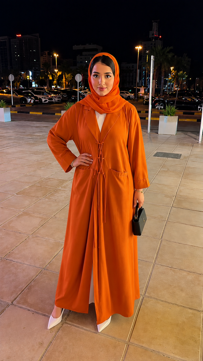 Premium One Piece Abaya with Dupatta for Women – Elegant Front Tie Abaya Set