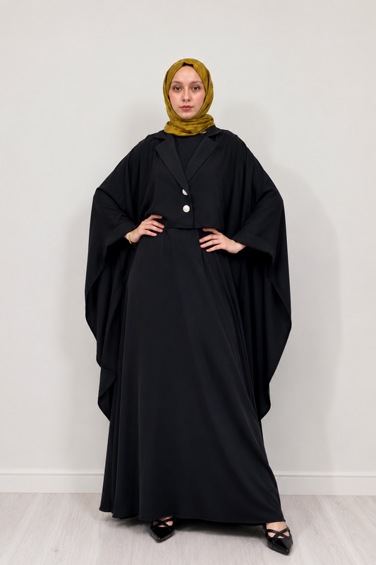 Burkhawala Premium Black Jacket Style Abaya – Elegant Modest Wear