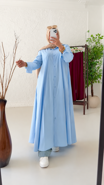 remium White Shirt Abaya for Women – Front Open Casual Modest Wear | Stylish Everyday Abaya