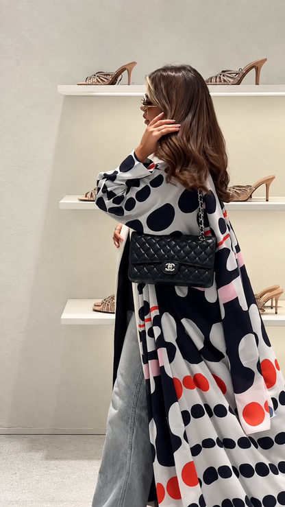 Premium Abstract Geometric Printed Shrug Set with Matching Scarf