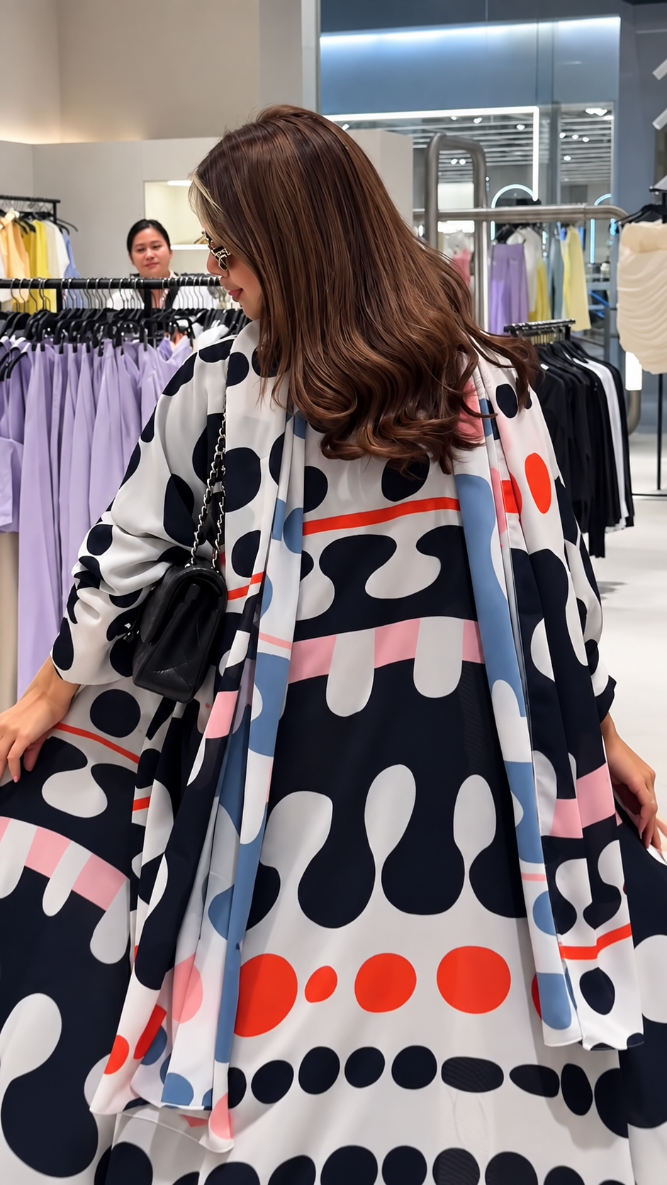 Premium Abstract Geometric Printed Shrug Set with Matching Scarf