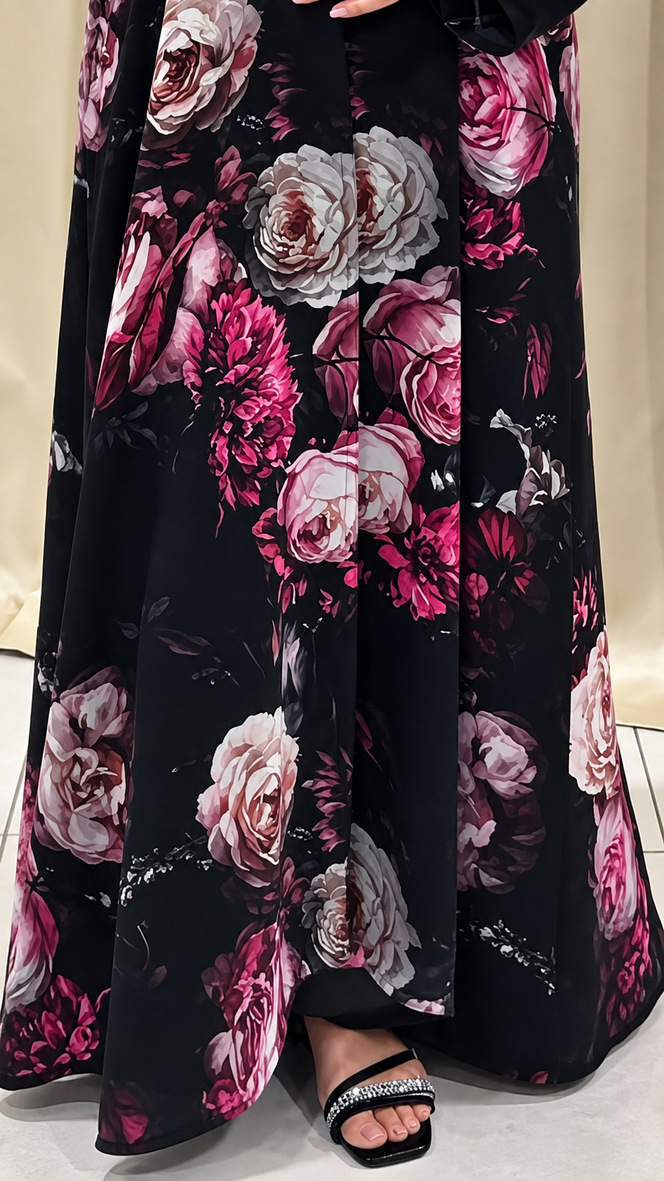 Premium Black Rose Floral Printed Shrug Set