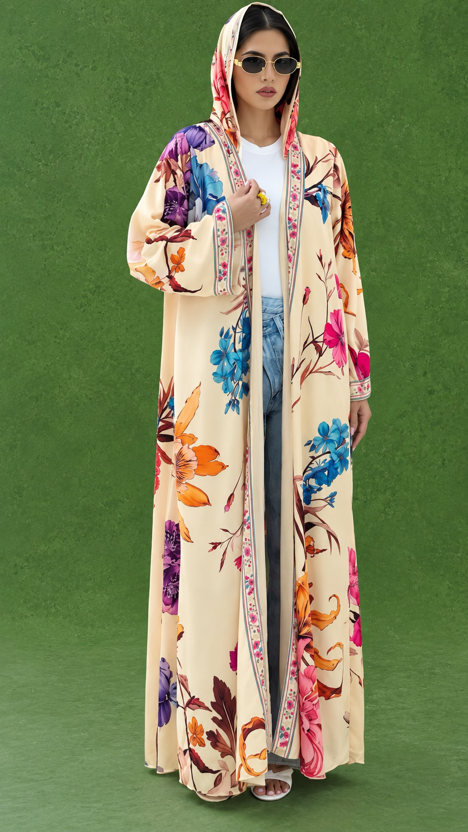 Premium Multicolor Floral Printed Shrug with Matching Dupatta