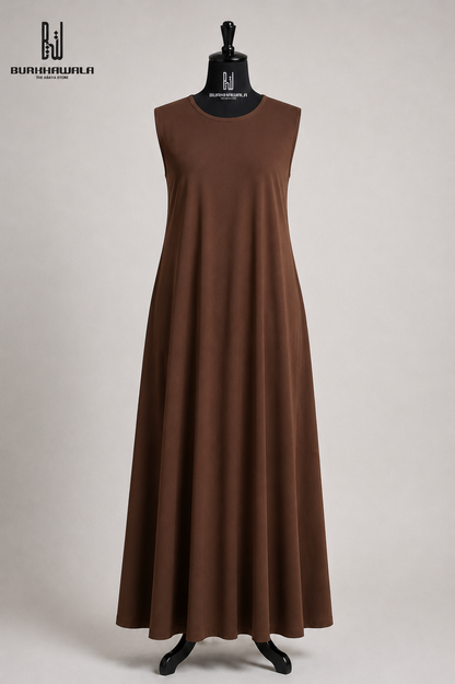 Premium Sleeveless Inner For Abaya – Full-Length Flowy Layering Inner Dress for Shrug & Open Abaya
