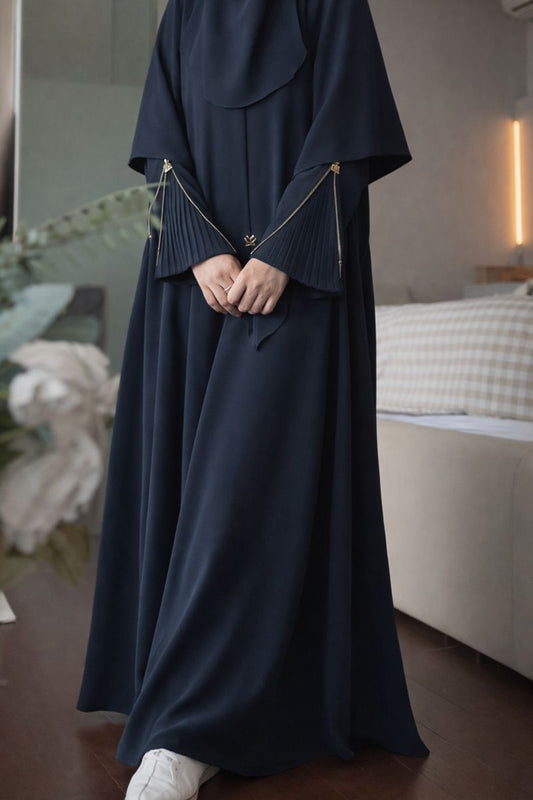 Premium 3-Piece Imported Saltosh Abaya Set  Elegant Zipper Sleeve Design Perfect for Hajj & Umrah
