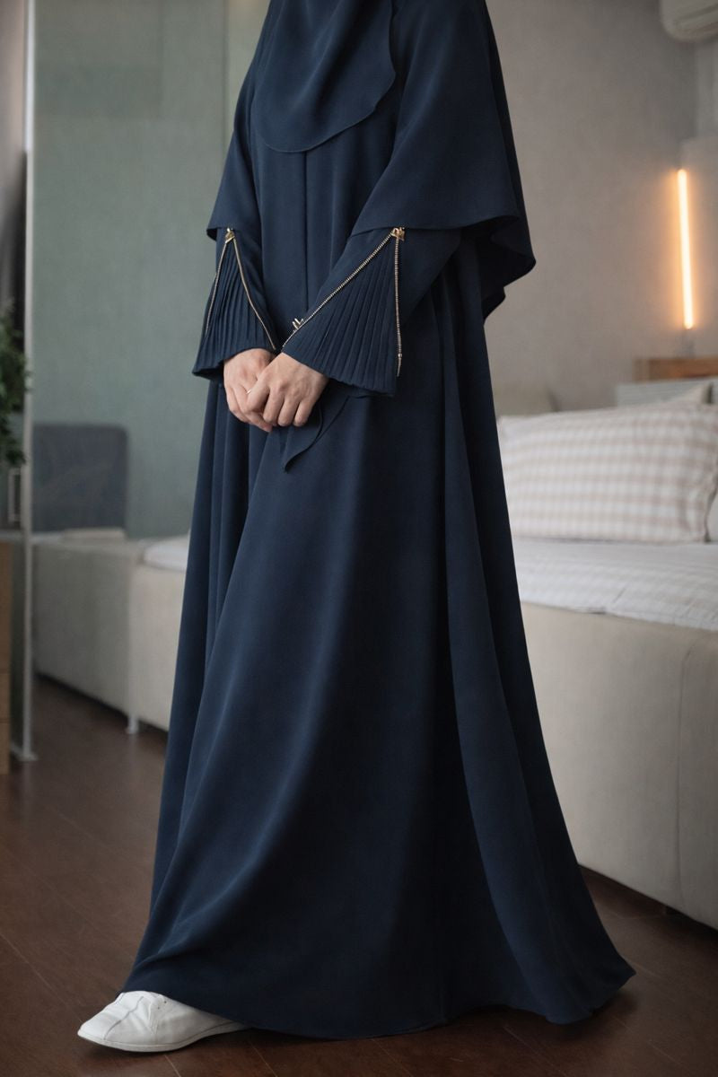 Premium 3-Piece Imported Saltosh Abaya Set  Elegant Zipper Sleeve Design Perfect for Hajj & Umrah