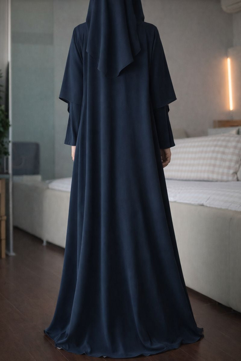 Premium 3-Piece Imported Saltosh Abaya Set  Elegant Zipper Sleeve Design Perfect for Hajj & Umrah