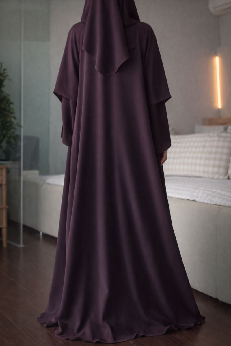 Premium 3-Piece Imported Saltosh Abaya Set  Elegant Zipper Sleeve Design Perfect for Hajj & Umrah