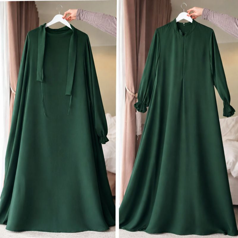 Three Piece Abaya with Khimar Attached Nosepiece