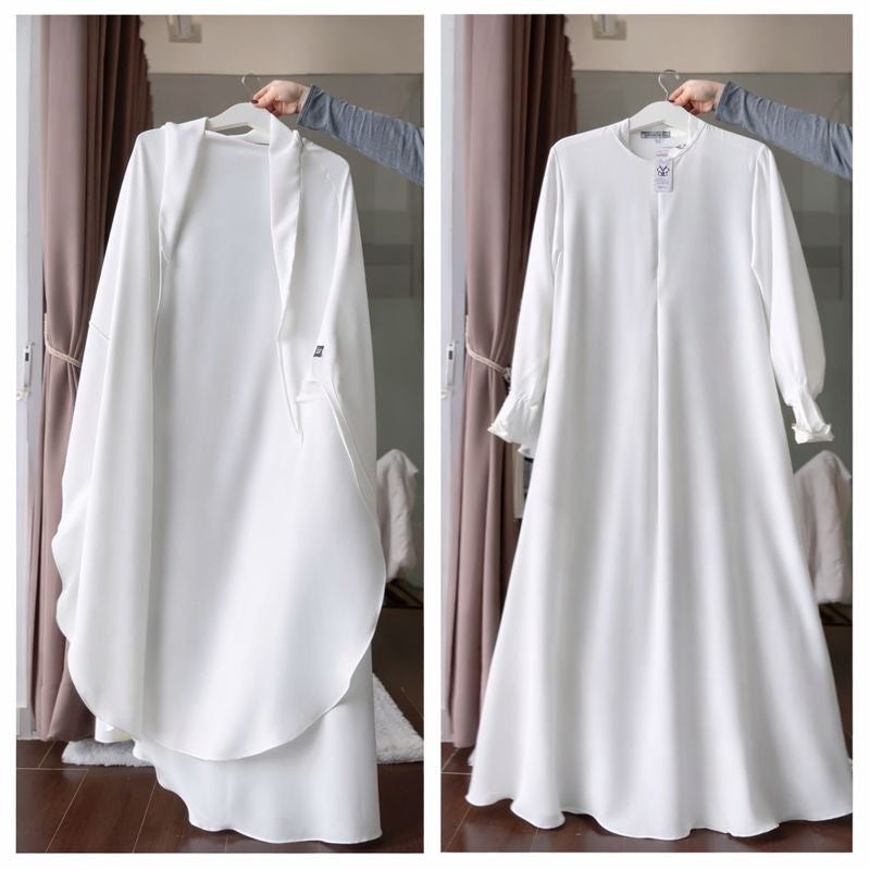 Three Piece Abaya with Khimar Attached Nosepiece